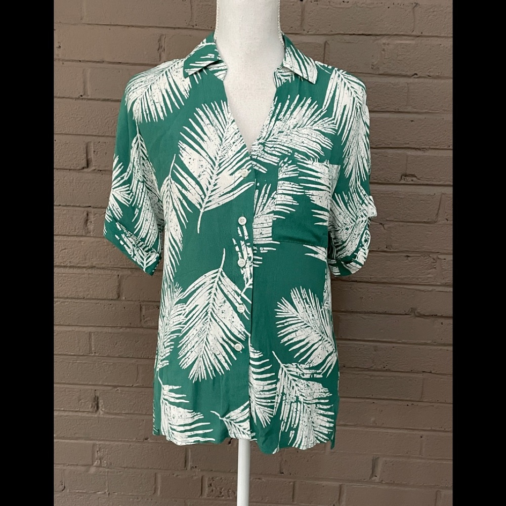 Dear John Tropical Print Button Down Blouse